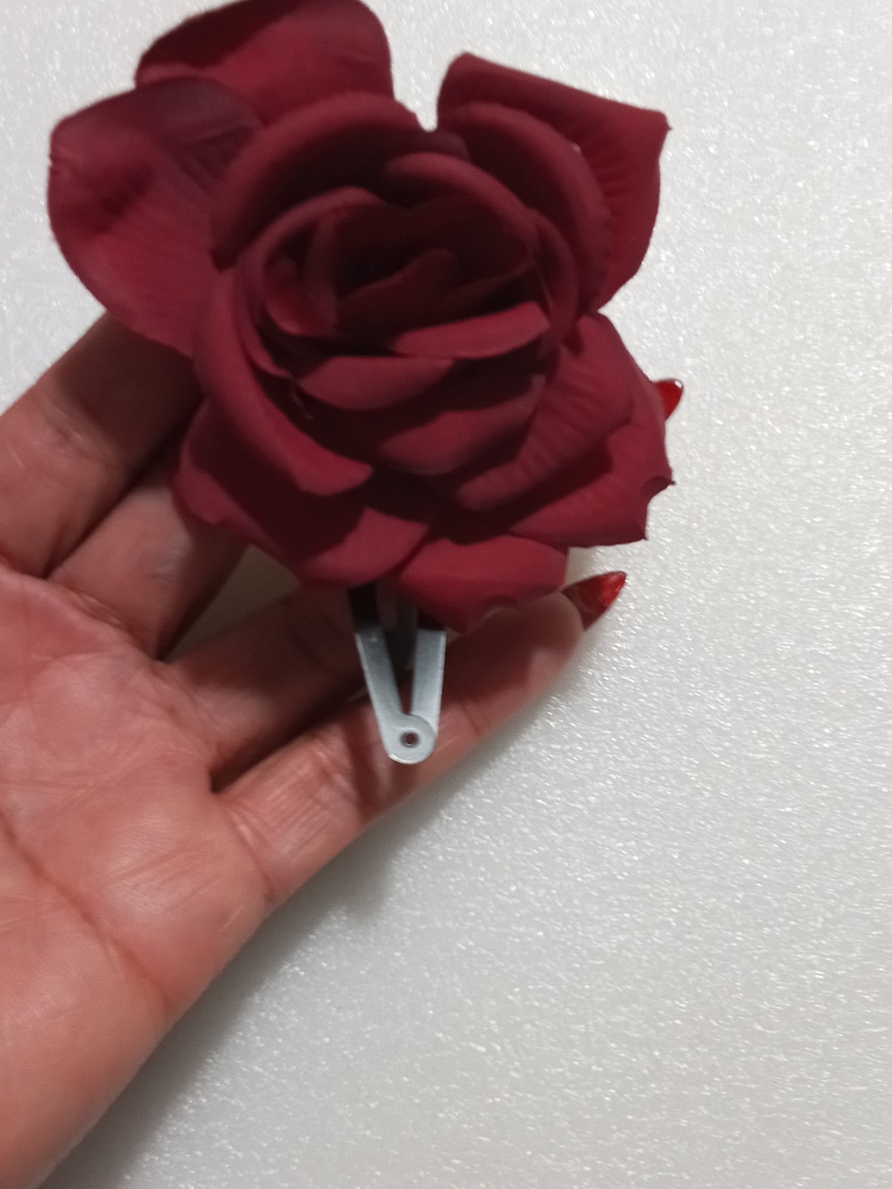 Deep Red Rose Flower Hair Clip for Women